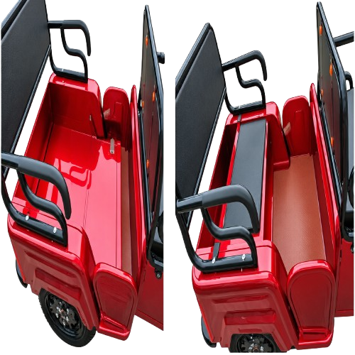 Close Up View Of The Rear Seat Of The Pushpak Motors-Pushpak 6000 Two-Person Electric Scooter