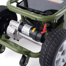 Close Up View Of The Rear Side Of The Reyhee EXO Electric Mobility Scooter Shown With The Green Frame
