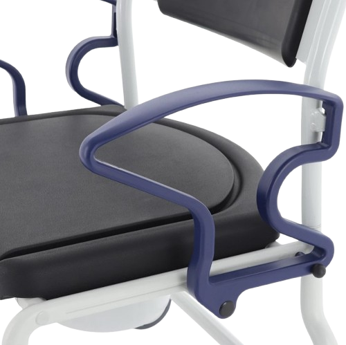 Close Up View Of The Rebotec Dallas Bariatric Shower Commode Chair With Armrests In The Standard Position