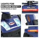 Close Up View Of The Safety Lights For The Metro Mobility S500 4-Wheel Mobility Scooter Shown In Blue Color