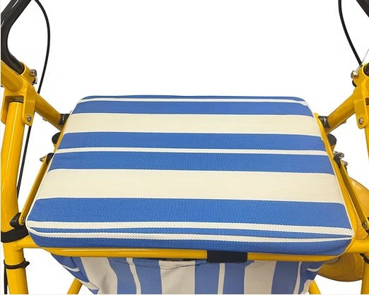 Close Up View Of The Seat Cushion For The AccessRec AccessWalk® All-Terrain Beach Rollator Shown In Yellow And Black Color