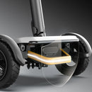 Close Up View Of The Silver Paiseec L5 Mobility Scooter's Front Bumper And Light