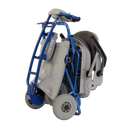 Close Up View Of The Tzora Feather Ultra Lightweight Mobility Scooter Shown In The Blue Color In The Folded Position