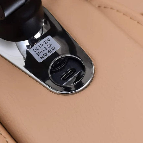 Close Up View Of The USB Port On The Ogawa Master Drive AI 2.0 Massage Chair | OG-8801 Shown In The Dark Brown And Sand Color