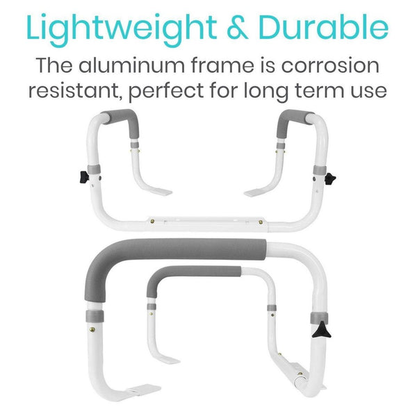 Close Up View Of The Vive Health Compact Toilet Rail Highlighting Its Durable And Lightweight Design