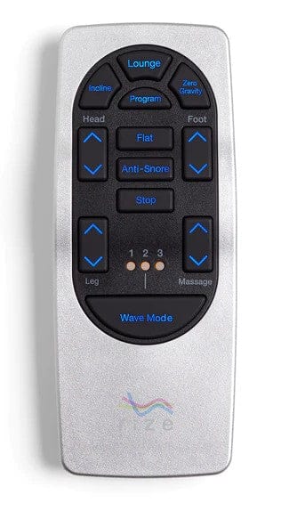Close Up View Of The Wireless Remote Control For The Rize Aviada Adjustable Bed