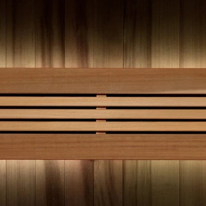 Close Up View Of The Wood Craftsmanship For The Golden Designs Sundsvall 2-Person Indoor Sauna | GDI-7289-02
