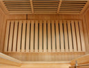 Close Up View Of The Wooden Bench For The Maxxus Seattle 2-Person Near Zero EMF FAR Infrared Indoor Sauna | MX-J206-01-ZF