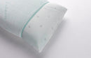 Close Up View Of The Zipper End Of The Eurolux Green Planet Pillow Shown With Foam Insert Slightly Removed