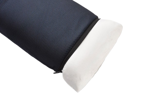 Close Up View Of The Zippered Enclosure And Inner Pillow For The Eurolux Memory Restore Travel Pillow