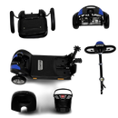 Collage Of ComfyGo Z4 Mobility Scooter Shown In Blue Color With Various Parts 