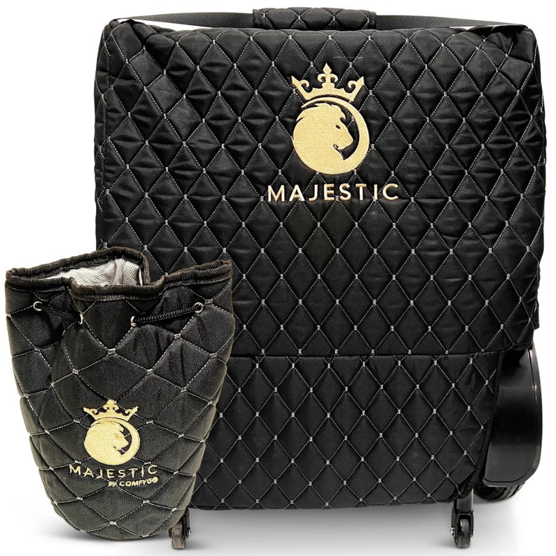 ComfyGo IQ 9000 Electric Wheelchair Black Quilted Bag With Gold Majestic Logo And Joystick Bag
