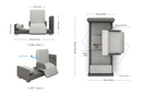 Different Views Of The StarSleep Arlo Rotating Bed Shown With Dimensions Listed