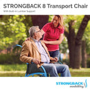 Elderly Man Sitting In The Strongback Excursion 8 Lightweight Transport Chair With A Woman Standing Over Him Shown In An Outdoor Setting