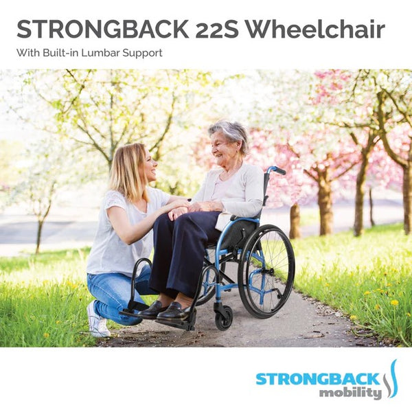 Elderly Woman Sitting In The Strongback 22S Ultra-Lightweight Wheelchair With Woman Kneeling Beside Her In An Outdoor Setting