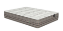 Eurolux Quietud: The 9-Layer Luxury Mattress Crafted By Masters Shown At An Angle, Featuring A Quilted White Top With Subtle Gray Floral Patterns And A Gray Side Bolster