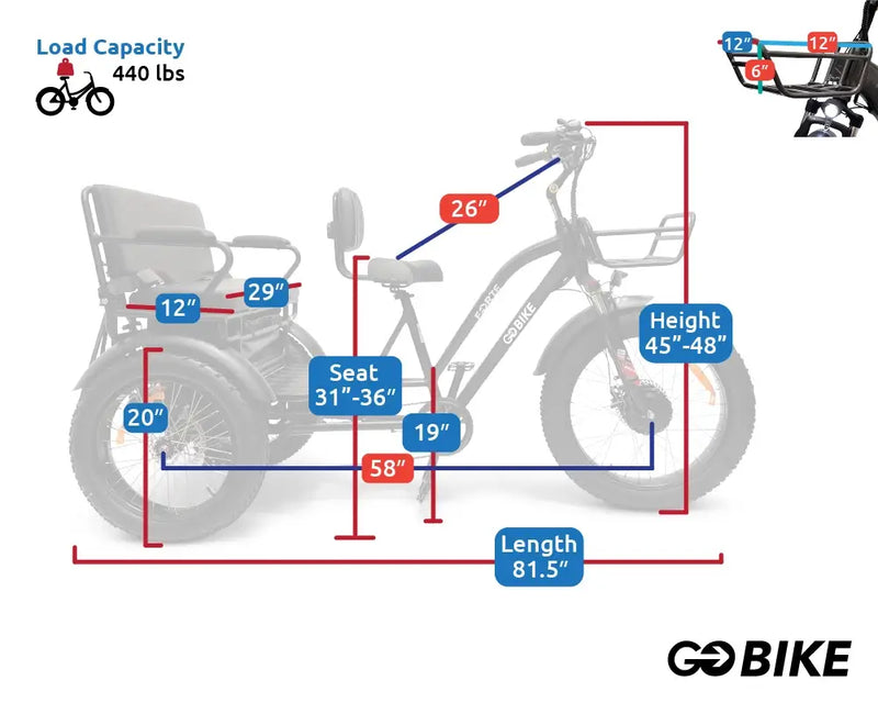 GoBike Forte Electric Tricycle With Rear Seat