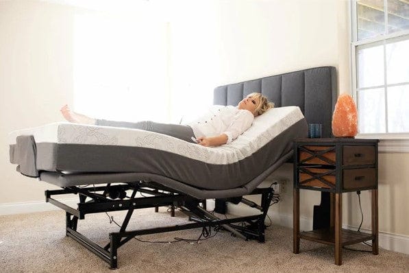 The Flexabed Hi Low Bed Side View With Woman Laying Down