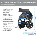 Folded Dimensions Of The Strongback 12 +AB Lightweight Transport Chair