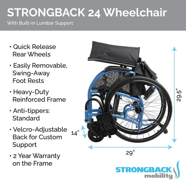 Folded Dimensions Of The Strongback 24 Ultra-Lightweight Wheelchair