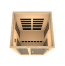 Front Centered Interior Overhead View Of The Dynamic Santiago 2-Person Low EMF FAR Infrared Indoor Sauna | DYN-6209-01