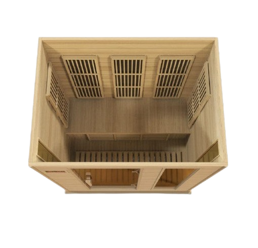 Front Centered Interior Overhead View Of The Maxxus 3-Person Low EMF FAR Infrared Indoor Sauna | MX-K306-01