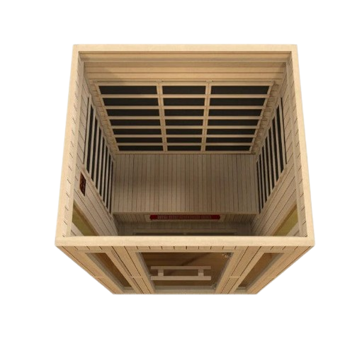 Front Centered Interior Overhead View Of The Maxxus Trinity 3-Person Low EMF FAR Infrared Indoor Sauna | MX‐LS3‐01