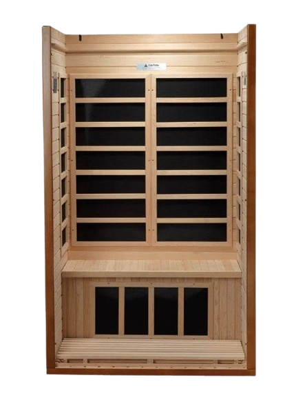 Front Centered Interior View Of The Dynamic Barcelona 2-Person Low EMF Far Infrared Indoor Sauna | DYN-6106-01