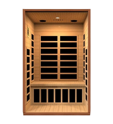Front Centered Interior View Of The Dynamic Cordoba 2-Person Low EMF FAR Infrared Indoor Sauna | DYN-6203-01