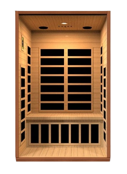 Front Centered Interior View Of The Dynamic Cordoba Elite 2-Person Ultra Low EMF FAR Infrared Indoor Sauna | DYN-6203-01 Elite