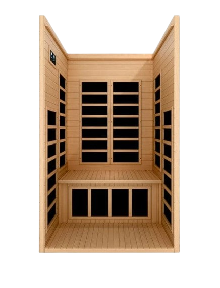 Front Centered Interior View Of The Dynamic Gracia 2-Person Low EMF FAR Infrared Indoor Sauna | DYN-6119-01