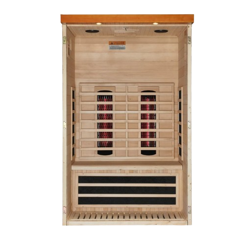 Front Centered Interior View Of The Dynamic Llumeneres 2 Person Full Spectrum Nero Zero EMF FAR Infrared Sauna | DYN-6215-03 FS