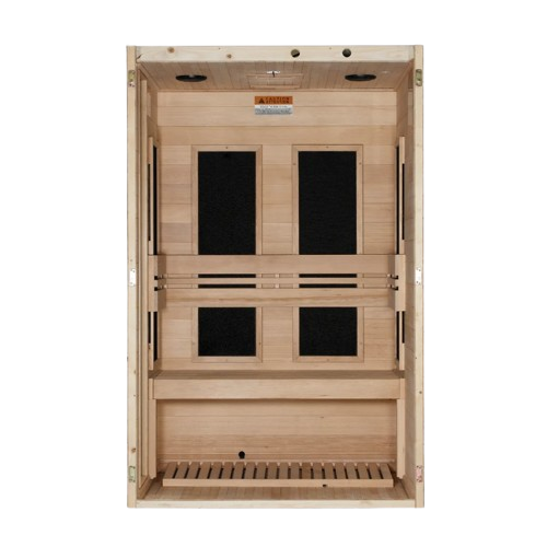 Front Centered Interior View Of The Dynamic Lucca 2 Person Ultra Low EMF FAR Infrared Indoor Sauna | DYN-6215-05 Elite