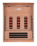 Front Centered Interior View Of The Dynamic Lugano 3-Person Near Zero EMF Full Spectrum Infrared Indoor Sauna | DYN-6336-03 FS