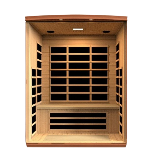 Front Centered Interior View Of The Dynamic Lugano 3-Person Ultra Low EMF FAR Infrared Indoor Sauna | DYN-6336-02 Elite
