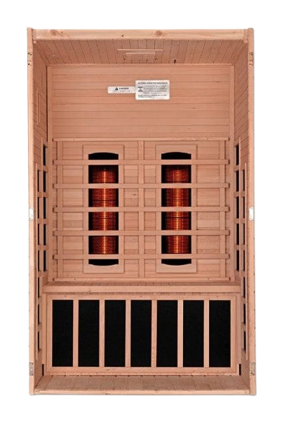 Front Centered Interior View Of The Dynamic Santiago 2-Person Full Spectrum Near Zero EMF FAR Infrared Indoor Sauna | DYN-6209-03 FS