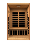Front Centered Interior View Of The Dynamic Santiago Elite 2-Person Ultra Low EMF FAR Infrared Indoor Sauna | DYN-6209-02 Elite