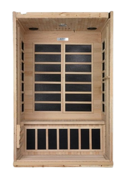 Front Centered Interior View Of The Dynamic Venice Elite 2-Person Ultra Low EMF FAR Infrared Indoor Sauna | DYN-6210-01-Elite