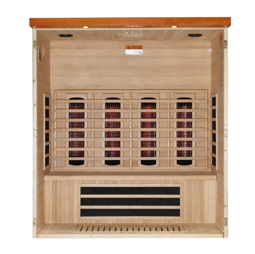 Front Centered Interior View Of The Dynamic Vila Grande 4 Person Full Spectrum Nero Zero EMF FAR Infrared Indoor Sauna | DYN-6415-03 FS