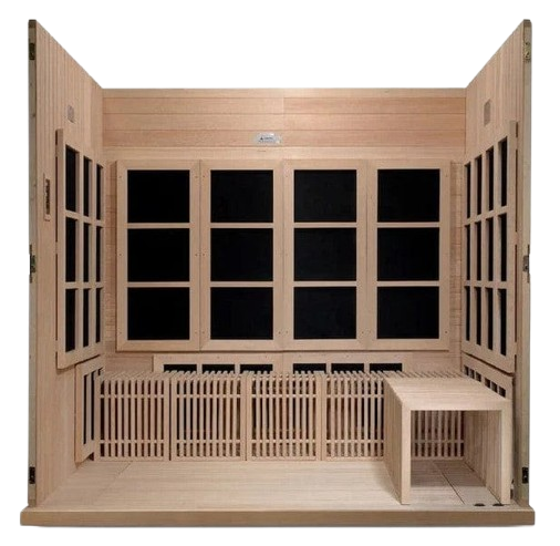 Front Centered Interior View Of The Golden Designs Catalonia 8-Person Near Zero EMF ADA Indoor Sauna | GDI-6880-02 