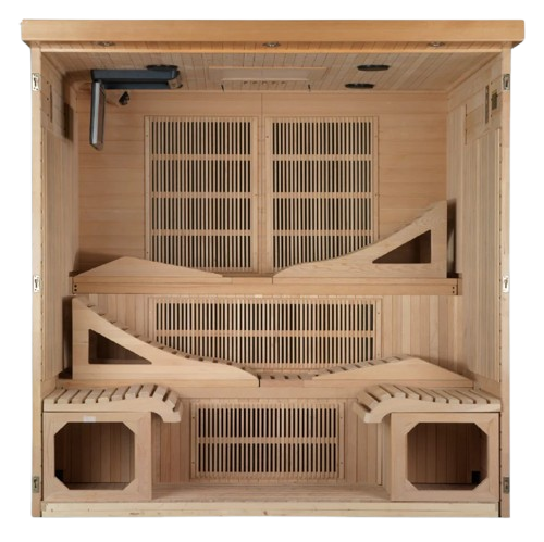 Front Centered Interior View Of The Golden Designs Monaco 6-Person Near Zero EMF Far Infrared Indoor Sauna |  GDI-6996-01