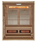 Front Centered Interior View Of The Golden Designs Soria 3-Person Full Spectrum EMF Hybrid Indoor Sauna | GDI-8330-01