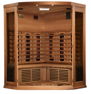 Front Centered Interior View Of The Maxxus 3-Person Full Spectrum Near Zero EMF Infrared Indoor Corner Sauna | MX-M356-01-FS CED