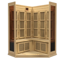 Front Centered Interior View Of The Maxxus 3-Person Low EMF FAR Infrared Corner Indoor Sauna | MX-K356-01