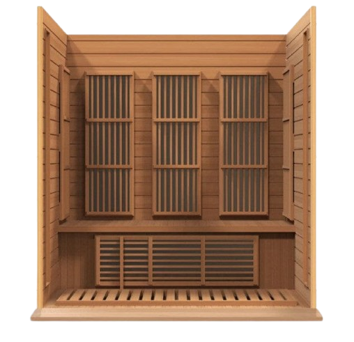 Front Centered Interior View Of The Maxxus 3-Person Low EMF FAR Infrared Indoor Sauna | MX-K306-01-CED