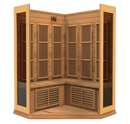 Front Centered Interior View Of The Maxxus 3-Person Near Zero EMF FAR Infrared Corner Indoor Sauna | MX-K356-01-ZF-CED