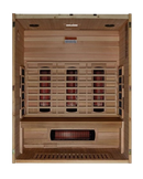 Front Centered Interior View Of The Maxxus 3-Person S-Line Full Spectrum Infrared Indoor Sauna | MX-S306-01-FS-PC