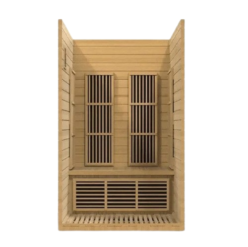 Front Centered Interior View Of The Maxxus Seattle 2-Person Low EMF FAR Infrared Indoor Sauna | MX-J206-01