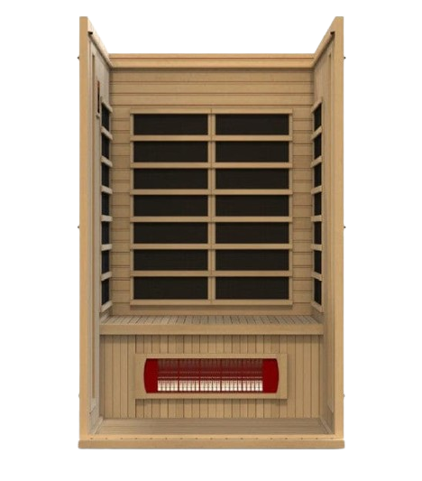 Front Centered Interior View Of The Maxxus Serenity 2-Person Low EMF FAR Infrared Indoor Sauna | MX‐LS2‐01