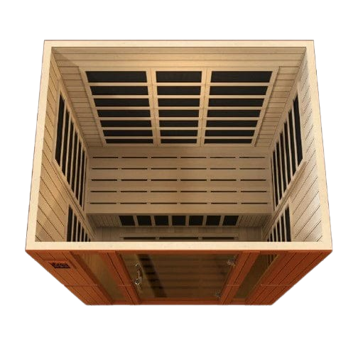 Front Centered Overhead Interior View Of The Dynamic Bellagio 3-Person Low EMF FAR Infrared Indoor Sauna | DYN-6306-02